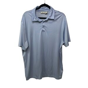 Rorie Whelan Golf Mens Large Blue Micro Dot Polo Shirt Short Sleeve Prep Dadcore